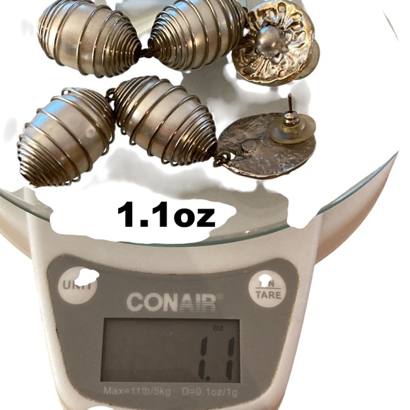 earrings vintage 3.5" long big pearls embellished engraved statement costume - Picture 9 of 9